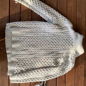 Lands' End Cream Flecked Cable Knit Sweater
